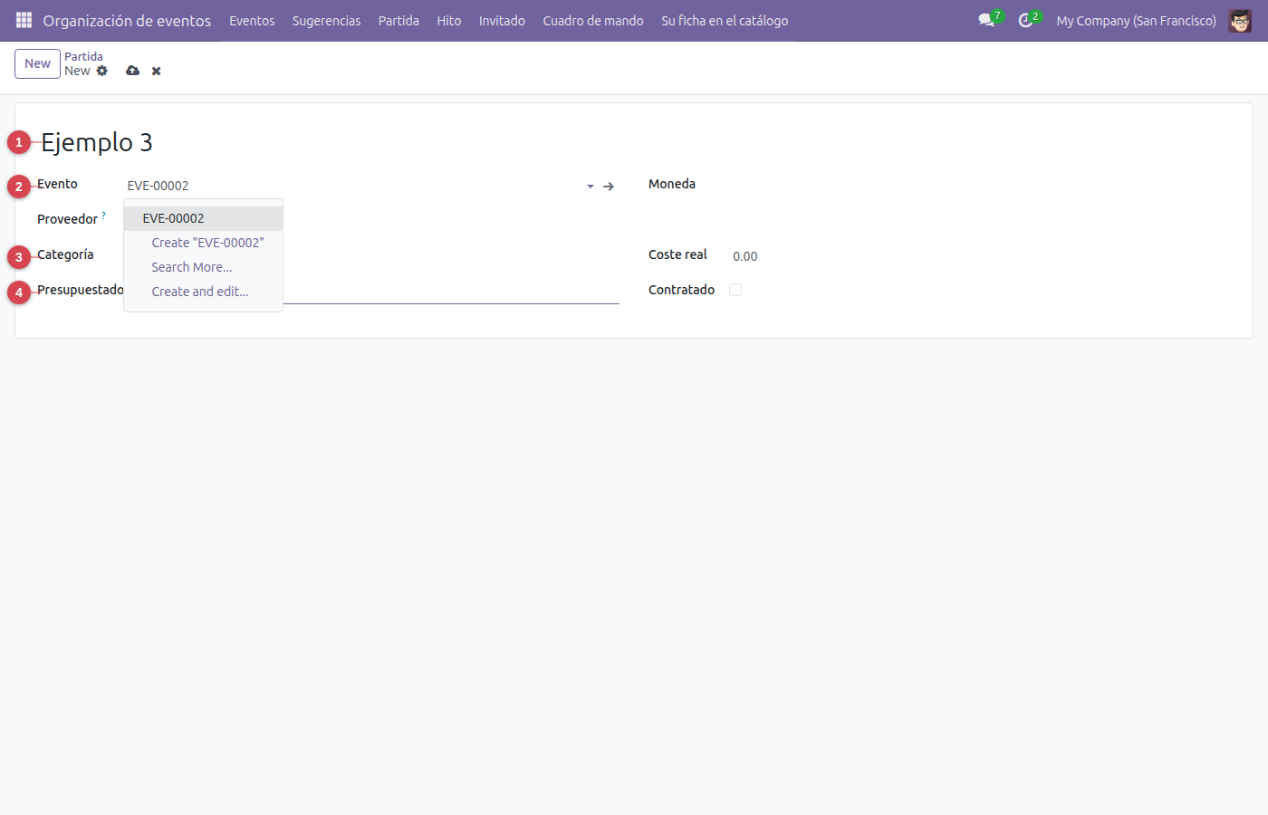 Formulario de Partida
