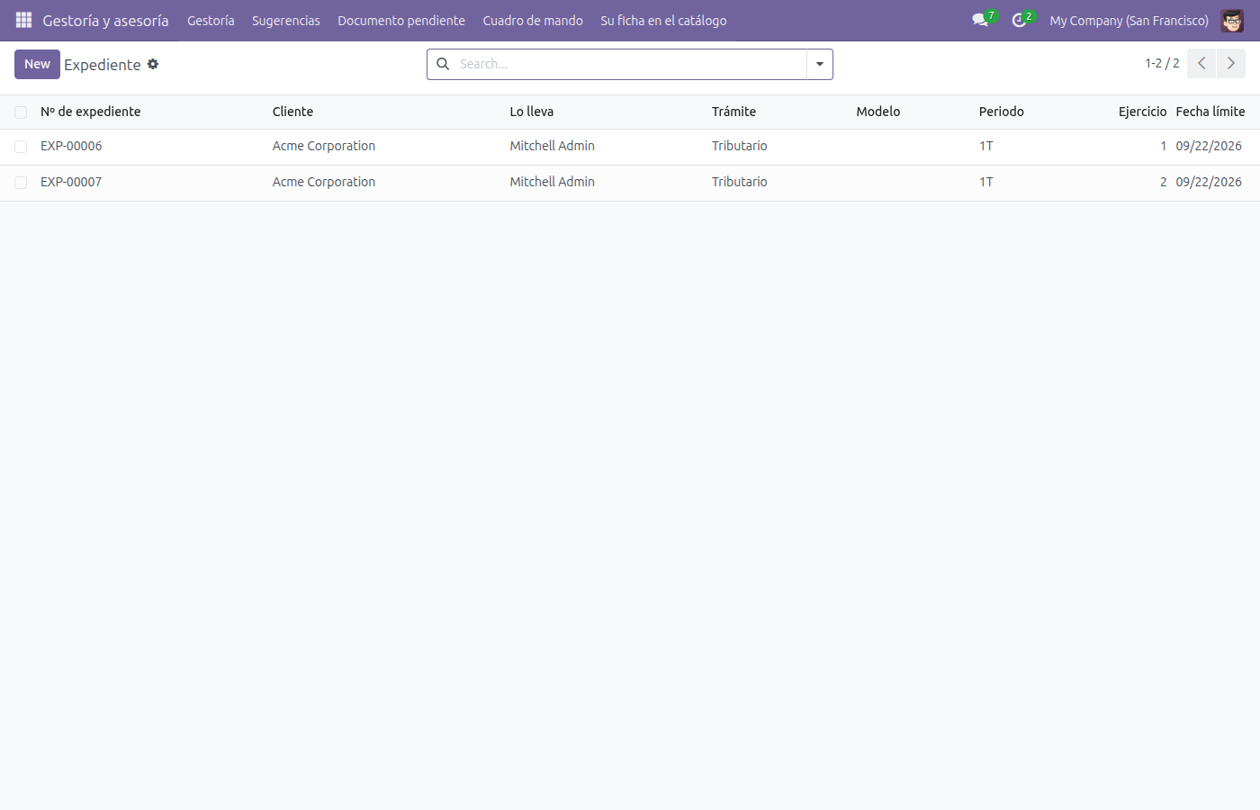 Lista de Expediente
