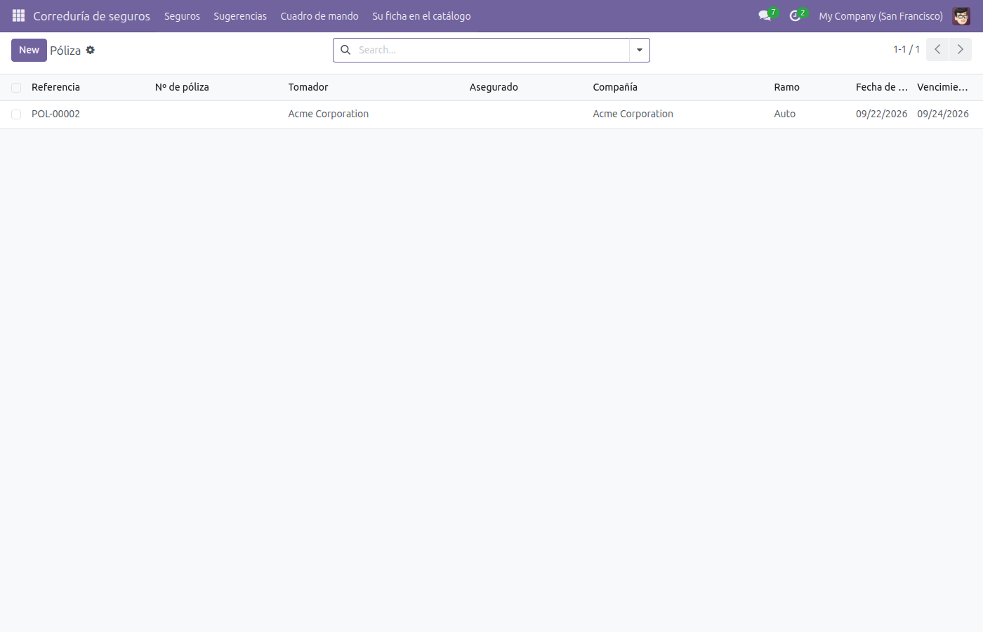 Lista de Póliza